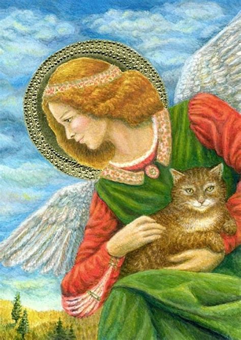 angel holding a cat|cat holding a cat angel.